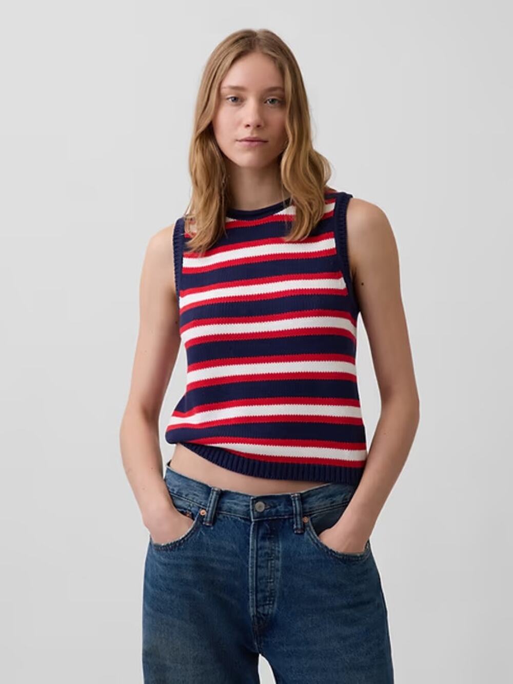 Gap Red White Blue 100% Cotton Sweater Vest XLARGE  NWT Preppy USA